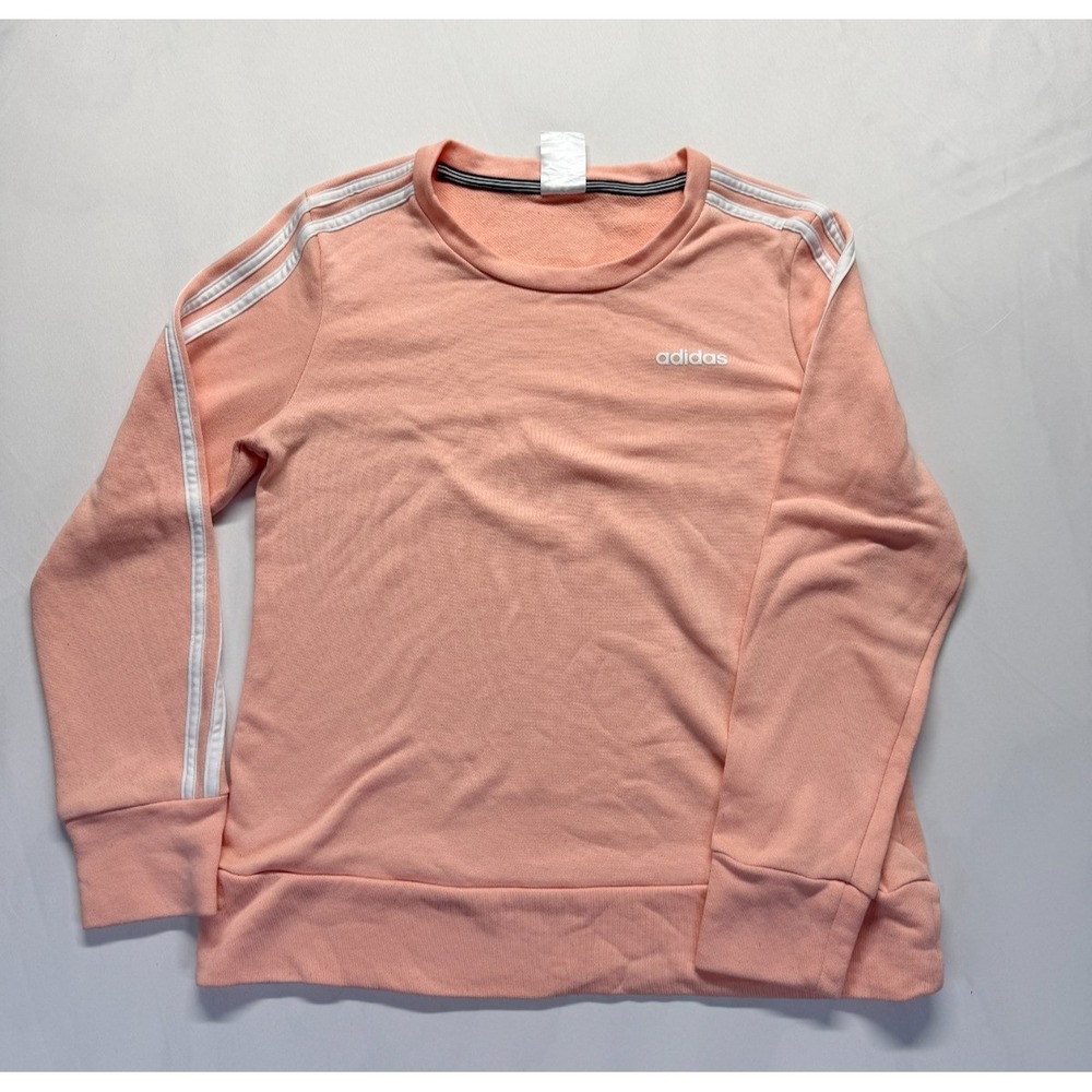 Adidasā Sweatshirt Womens Small Peach Pink 3 Stripes Spellout Logo Gym Training
